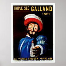 Dreifache sek Galland 1821 Vintage Getränk-Anzeige Plakat