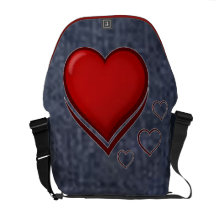dreifaches Herz des Baumwollstoffs Kuriertasche