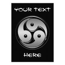 Dreifaches Yin Yang - Metall u. glattes Schwarzes Individuelle Einladungskarte