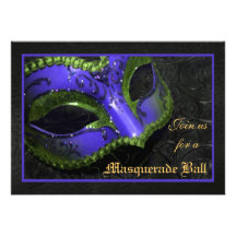 Drk blaue Masken-Kostümball-Halloween-Einladung