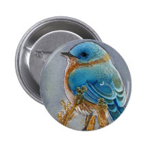 Drossel-Aquarell Anstecknadelbutton