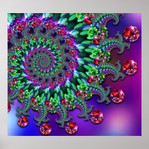 Druck - Bokeh Fraktal lila Terquoise Posterdruck
