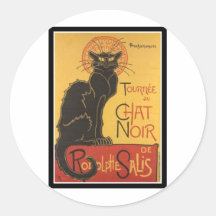 DRUCK LE CHAT NOIR RUNDE STICKER
