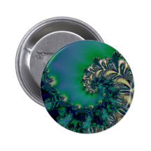 Dschungel II · Fraktal-Kunst · Blau u. aquamarin Anstecknadelbuttons