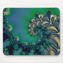 Dschungel II · Fraktal-Kunst · Blau u. aquamarin Mousepad