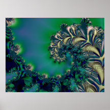 Dschungel II · Fraktal-Kunst · Blau u. aquamarin Plakat