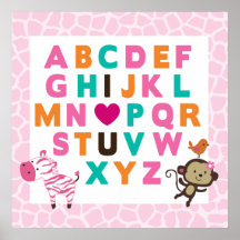 Dschungel Jilly Alphabet-Wand-Druck Plakat