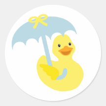 Ducky Babypartygummiaufkleber u. blauer Regenschir