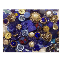 Dunkelblaue Knopf-Collage Postkarte