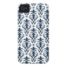 Dunkelblauer Damast iPhone 4/4S Fall Case-Mate iPhone 4 Hülle