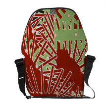 Dunkelrote, grüne und schwarze Linie Kunst-Ricksha Kuriertaschen