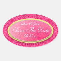 Dunkler rosa Damast "Save the Date " Sticker
