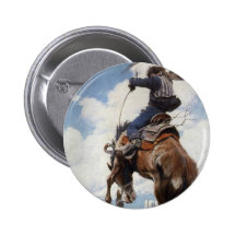 Durch NC Wyeth sich sträuben, Vintages Cowboy-Rode Anstecknadel