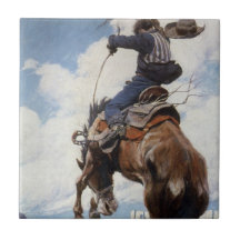 Durch NC Wyeth sich sträuben, Vintages Cowboy-Rode Kacheln
