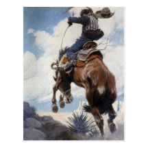 Durch NC Wyeth sich sträuben, Vintages Cowboy-Rode Postkarte