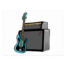 E-Gitarrenbaß und Ampere Postkarte