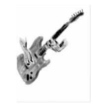 E-Gitarrenmalerei mit den Händen, Schwarzem u. Wei Postkarte