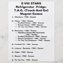 E-VIII HAT Magnet-Spiele des Kühlschrank-(Kühlschr Individuelle Flyer