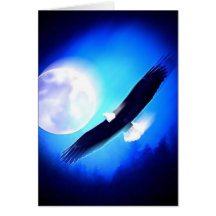 Eagle im Flug u. Vollmond Grußkarten