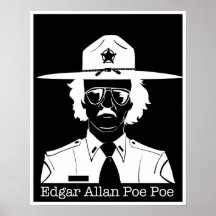 Edgar Allan Poe Poe (weiß auf Schwarzem Poster