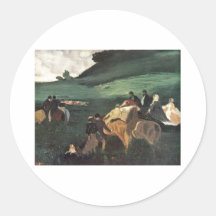 Edgar Degas - Reiter Mannpferd im Landschaft 1862 Runder Sticker