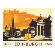 Edinburgh über LNER Schienen-Plakat Postkarten