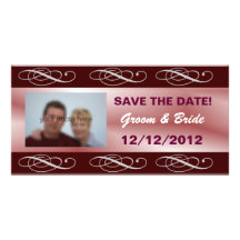 Editable eleganter Burgunder, der Save the Date we Individuelle Foto Karte