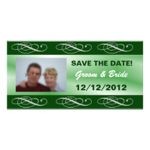Editable elegantes grünes wedding Save the Date Bildkarte