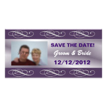 Editable elegantes lila wedding Save the Date Photo Karte