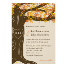 Eichen-Baum-Hochzeit im Herbsts-Einladung