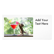 Eichhörnchen-trinkendes Cocktail Personalisierte Photo Karte