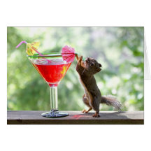 Eichhörnchen-trinkendes Cocktail Grußkarten