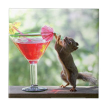 Eichhörnchen-trinkendes Cocktail Keramikfliese
