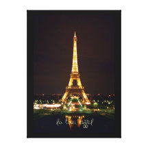 Eiffel-Turm nachts auf eingewickelter Leinwand Galerie Faltleinwand