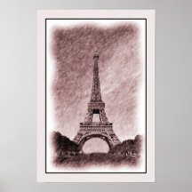 Eiffel-Turm zeichnen klein Plakat