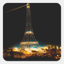 Eiffelturm belichtet bei Paris-Ausstellung 1900 Quadrataufkleber