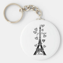 EIFFELTURM PARIS JE T'AIME UND HERZ-DRUCK SCHLÜSSELBÄNDER
