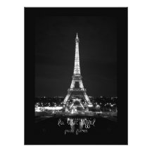 Eiffelturm photographischen Druck am NachtB&W
