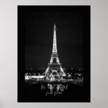 Eiffelturm Plakat am NachtB&W