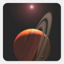 Ein Gasrieseplanet, der einen roten Zwerg in Umlau Aufkleber