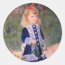 Ein Mädchen mit einer Gießkanne durch Pierre Renoi Runde Sticker