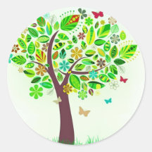 Ein Schmetterlings-Baum Runder Sticker