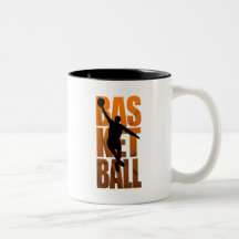 Ein springendes und schießendes Basketballer Kaffee Haferl