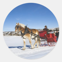 Ein Western-Weihnachten - PferdeweihnachtsSleigh Runder Aufkleber
