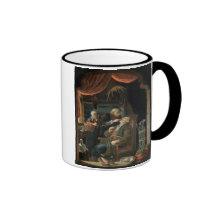 Ein Zahnarzt, der den Zahn eines alten Mannes über Tee Tasse