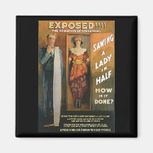 Eine Dame In Half ~ sägen Magier-Vintage magische  Kühlschrankmagnet