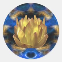 Eine Goldlotos-Blume und -reflexionen Runde Sticker