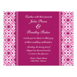 Einfach blenden Damast-Hochzeit laden ein, magenta Einladungen