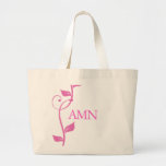 Einfache Blättern-Rosa-Rebe MonogramTote Leinentaschen