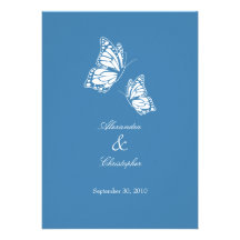 Einfache blaue Schmetterlinge, die Mitteilung Wedd Einladungen
